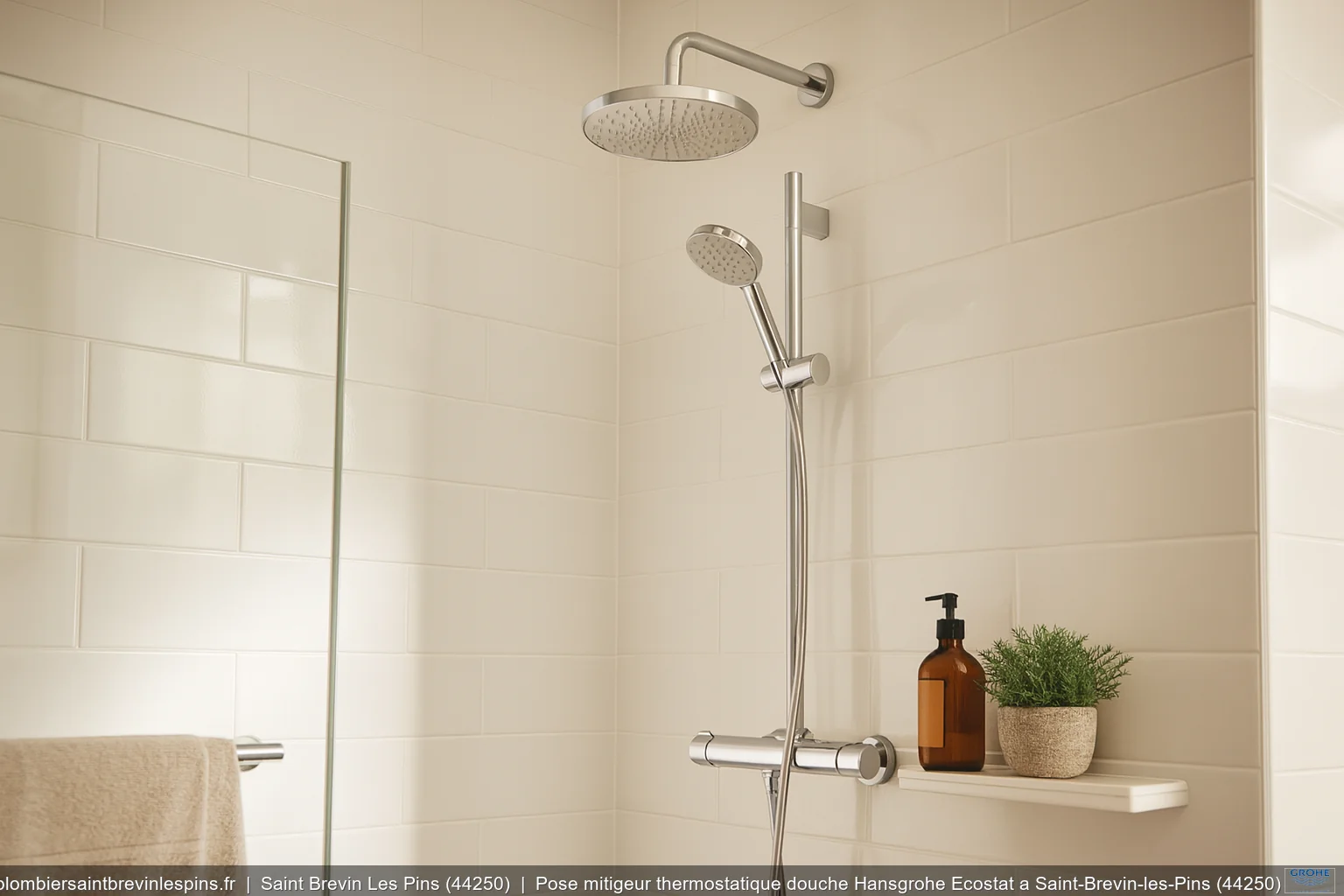 Pose mitigeur thermostatique douche Hansgrohe Ecostat a Saint-Brevin-les-Pins (44250)